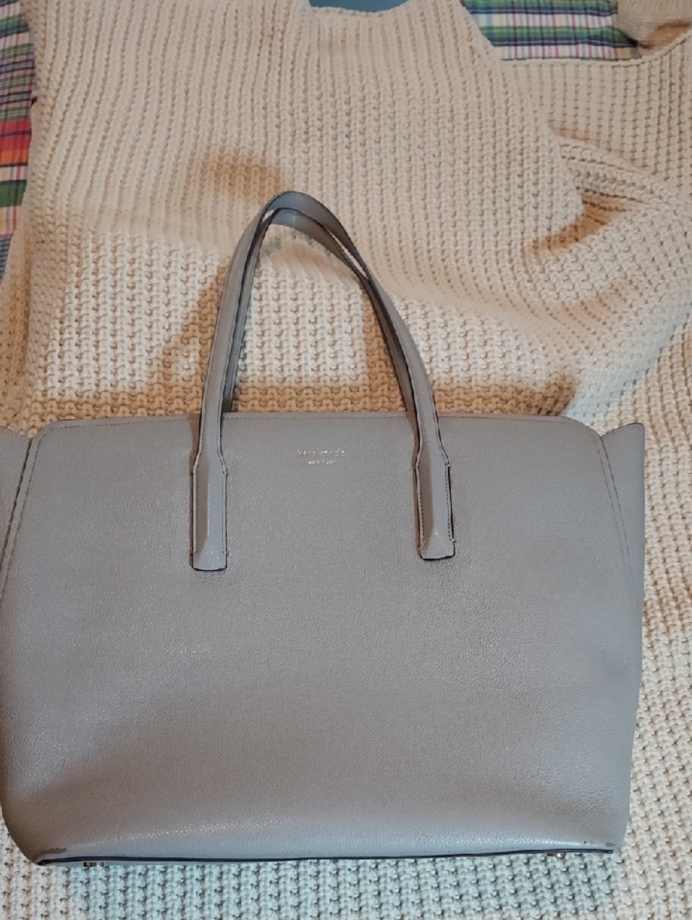 Kate Spade New York Large Leather Like Tote Bag In Gray